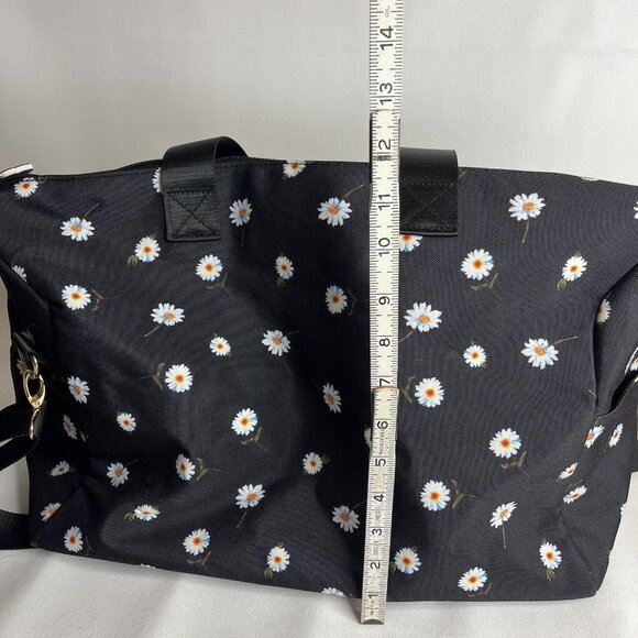 Alice + Olivia By Stacey Bendet Black Tote Bag Daisy Flowers 3 Straps Top Zip - Picture 10 of 10